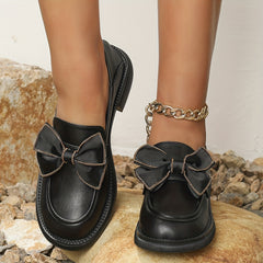 Women's Bowknot Soft Sole Flat Loafers Slip On Shoes