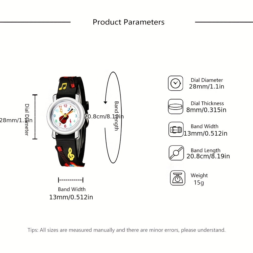 3D Embossed Guitar Pattern Plastic Band Children's Watch