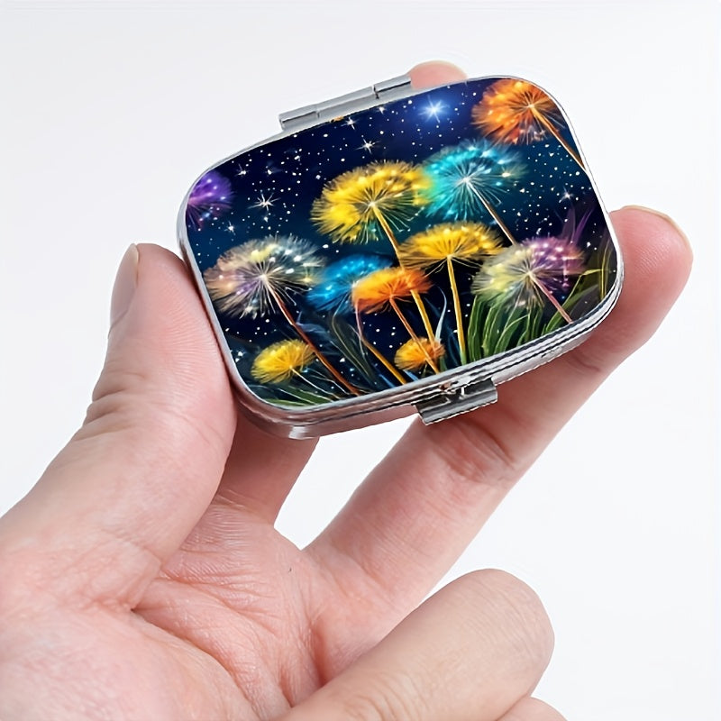Starry Sky Pattern Medicine Box 2 Compartment Metal Pill Box