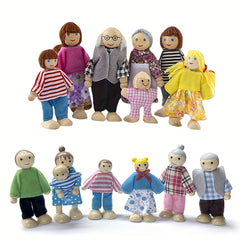 7pcs Family Doll Set Jointed Action Figures for Dollhouse Role Play