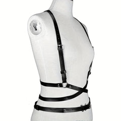 Cross Hollow Chest Harness Belt for Women PU Leather Gothic Corset