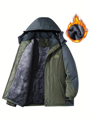 Men's Casual Hooded Sherpa Lined Windbreaker Coat