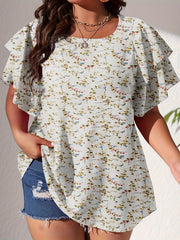  Polka Dot Layered Sleeve Blouse