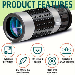 Compact 7x18 Monocular Telescope for Outdoor Bird Watching