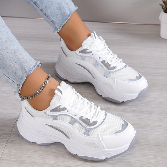 Women's Mesh Chunky Sneakers Breathable Thick Bottom Walking Shoes