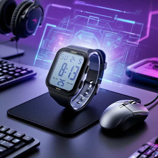 Boys' Waterproof Digital Watch w/ Alarm Square TPU Strap