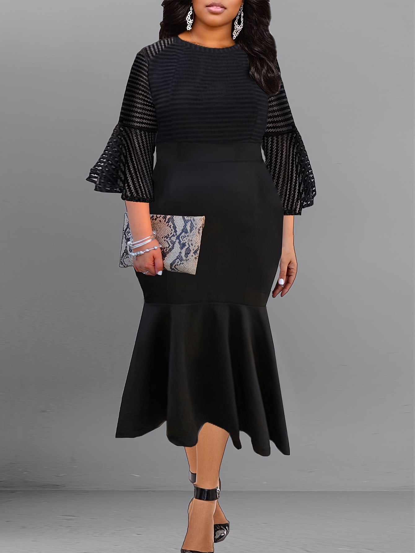  Bell Sleeve Mermaid Party Dress