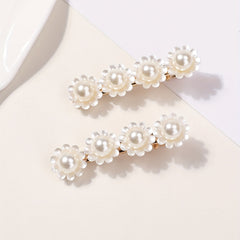 Faux Pearl Flower Hair Clip Duck Billed Clip
