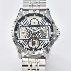 KUERST Mech. Watch Luminous Hollow Dial Waterproof Retro Wrist Watch