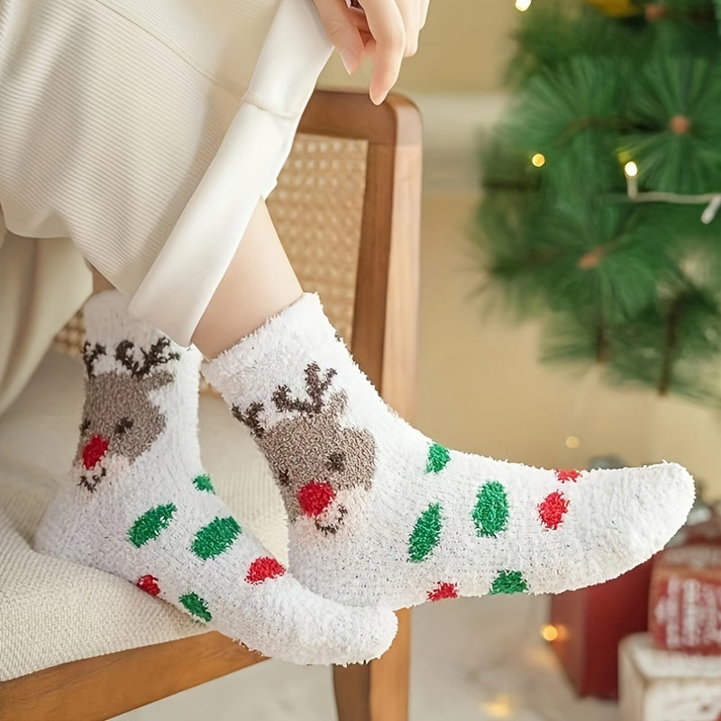 7 Pairs Christmas Print Mid Tube Socks Women's Stockings
