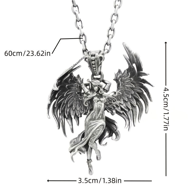 Men's Retro Angel Wings Pendant Necklace