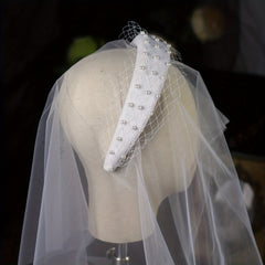 Wide Headband Mesh Inlaid Pearl Hair Accessory