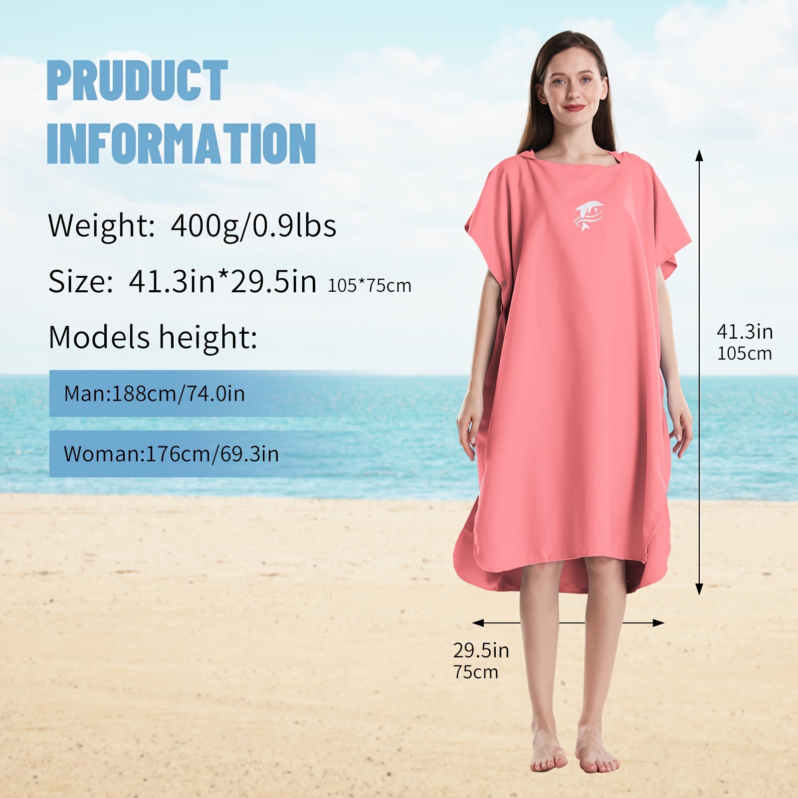 Microfiber Surf Poncho Changing Robe Towel Unisex Bathrobe
