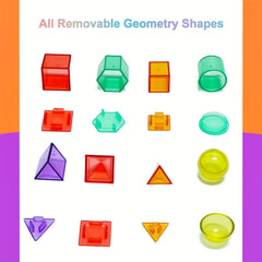 60pcs 3D Geometric Solids Transparent Shapes Stackable Toy Ideal Gift