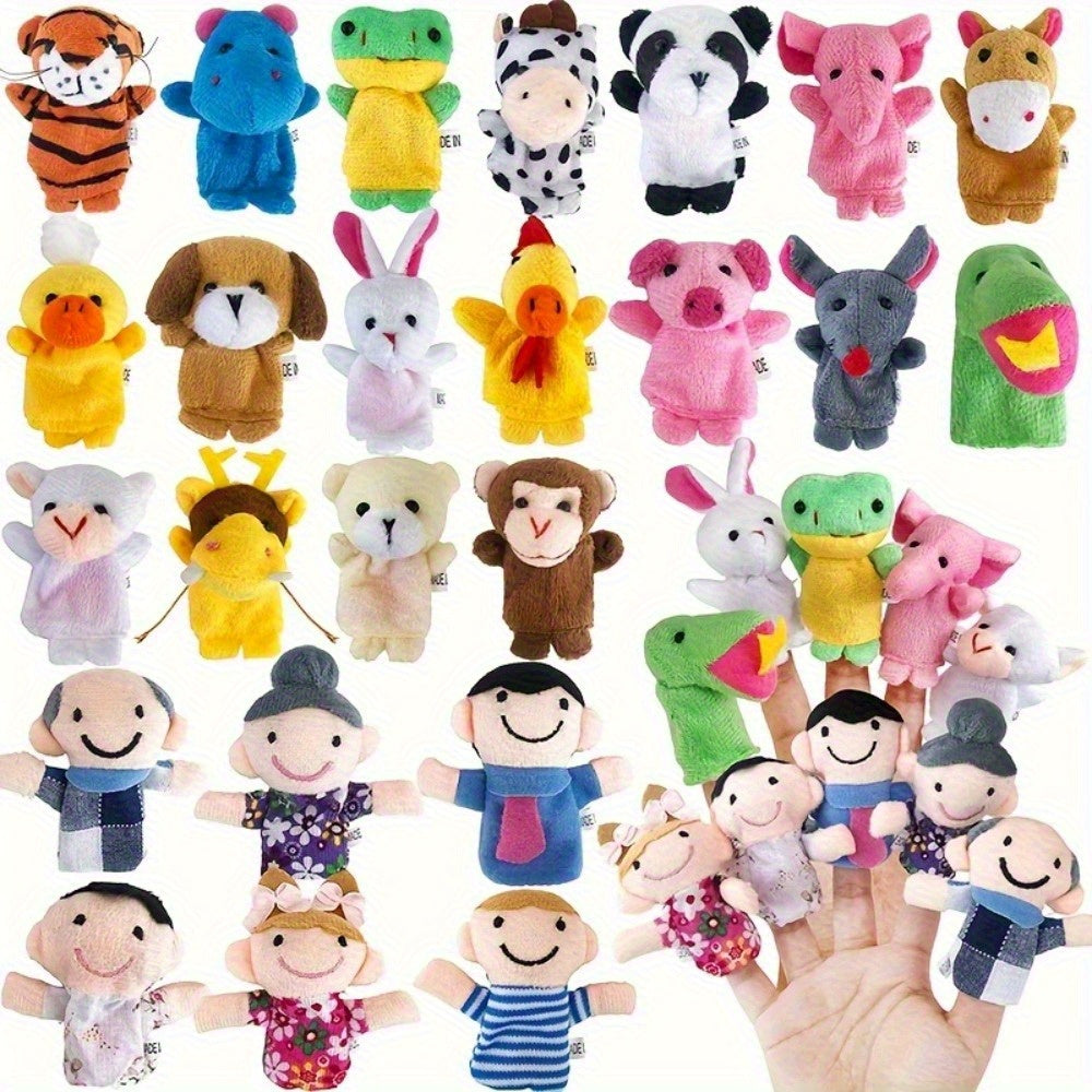 16pcs Soft Plush Finger Puppet Set for Storytime Learning