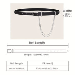 Rhinestone Chain Tassel PU Belt for Women