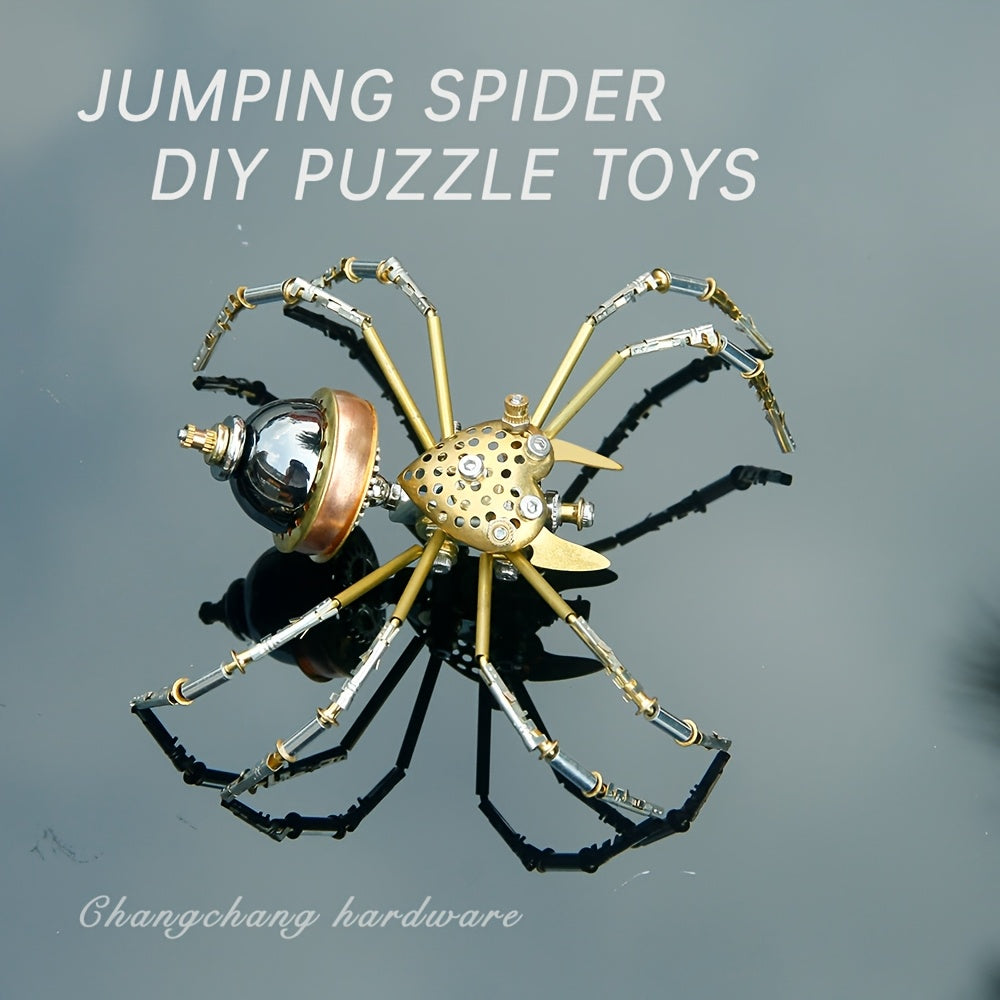 Steampunk Mechanical Puzzle Insect Jumping Spider Metal Assembly Crafts