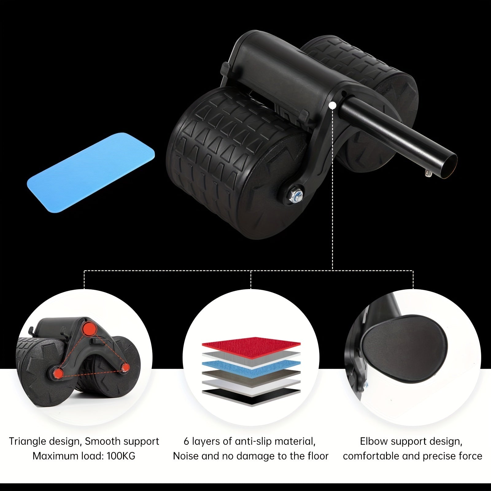Automatic Rebound Ab Roller Wheel with Elbow Support