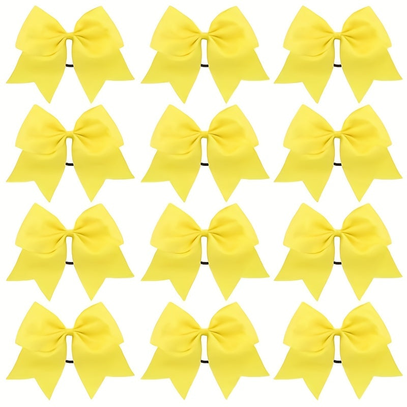 12 Pcs Large Hair Bow Accessories for Girls Ponytail Holder