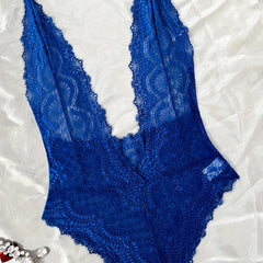 Floral Lace Plunging Teddy Bodysuit Lingerie