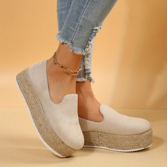 Women's Platform Espadrille Loafers Slip On Shoes