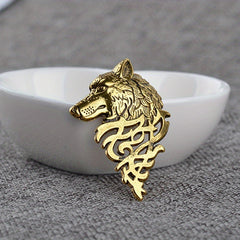 Wolf Head Brooch Pin Retro Suit Collar Pin for Men