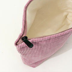 Large Capacity Velvet Makeup Bag with Organizer Pink