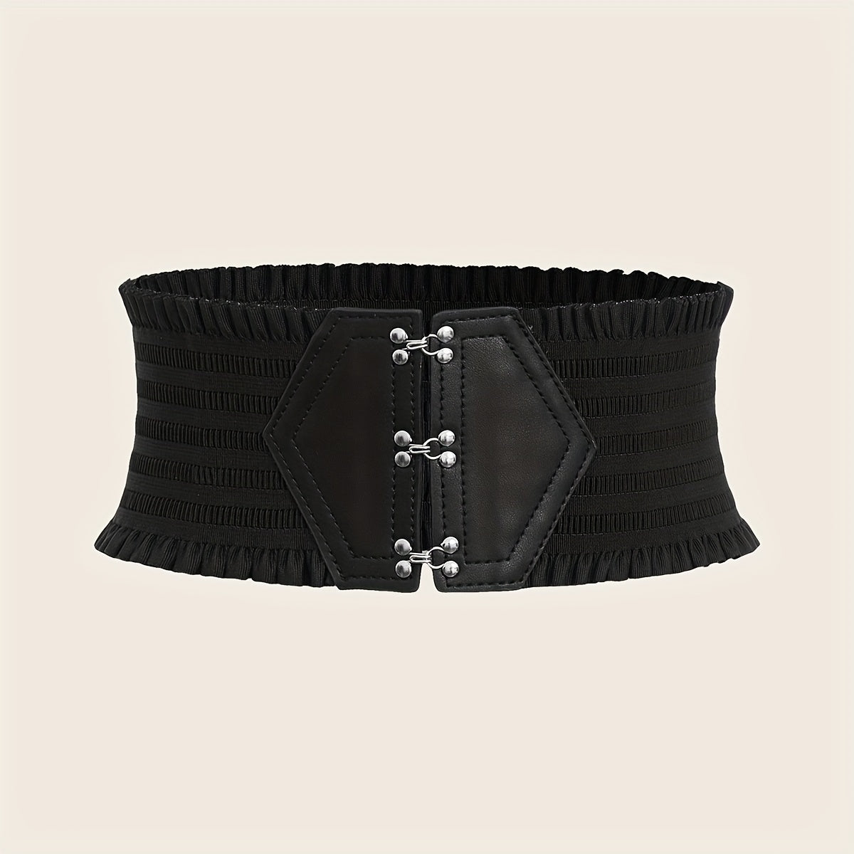 Candy Ruffles Wide Belt Triple Buckle Elastic Waistband for Women