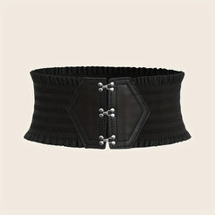 Candy Ruffles Wide Belt Triple Buckle Elastic Waistband for Women