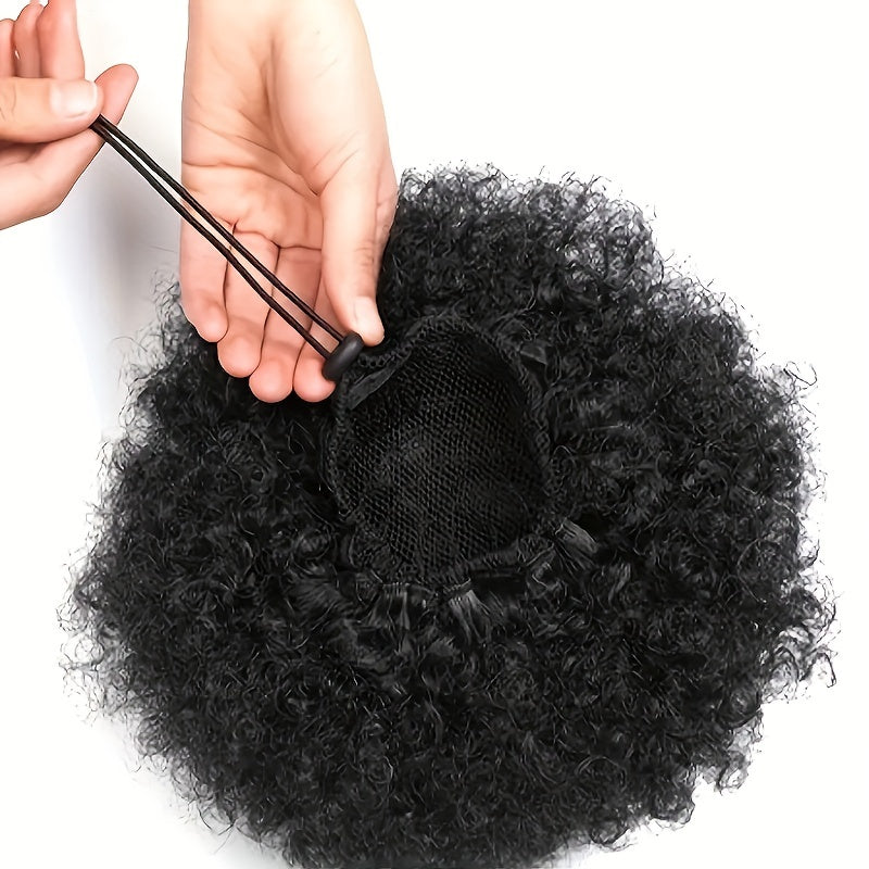 Afro Puff Drawstring Ponytail Hair Extension Short Afro Kinky Curly Hair Bun