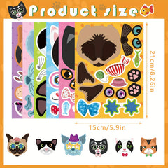 12 Sheets Cats Face Stickers Animal Birthday Gift Supplies
