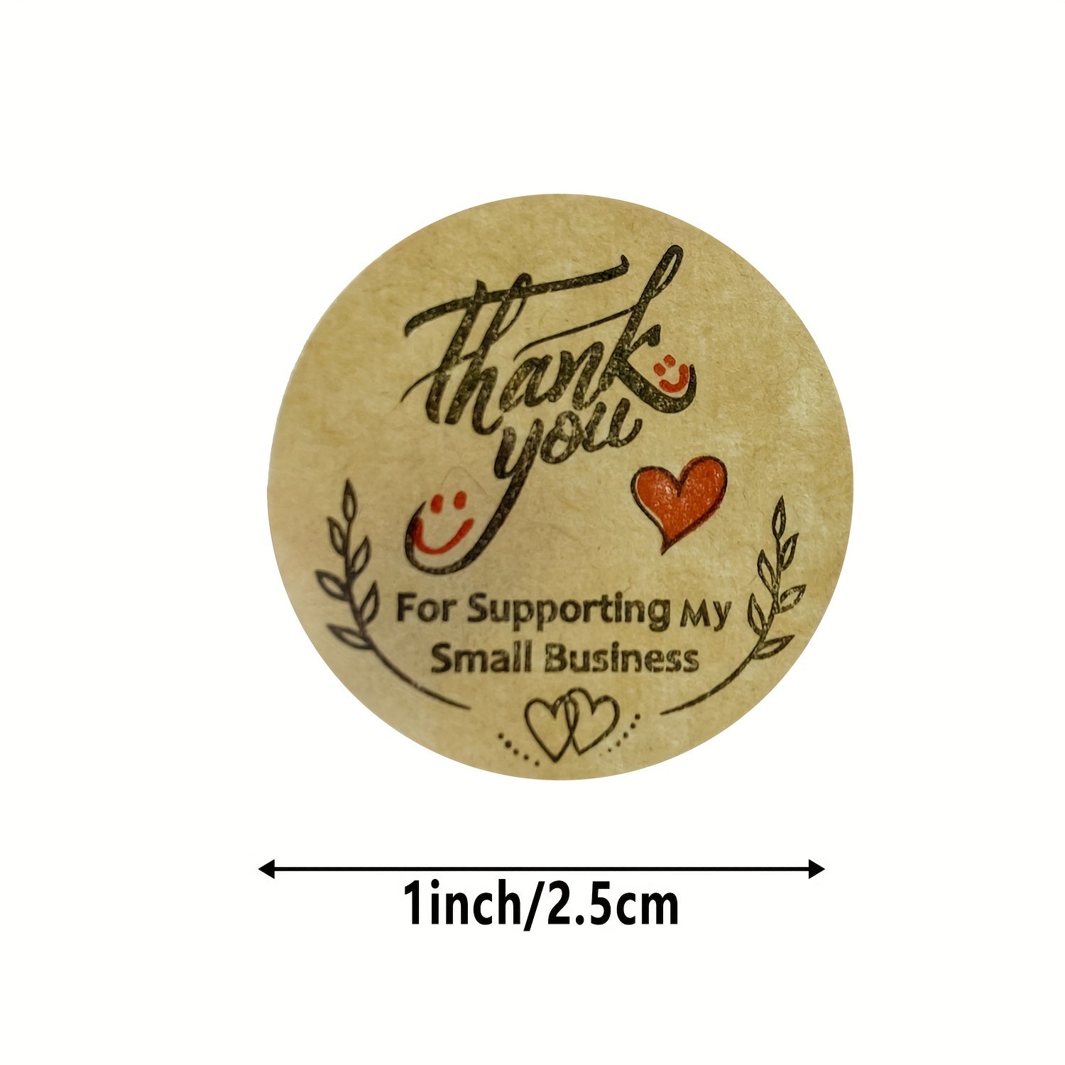 500pcs 1" Brown Paper Thank You Stickers
