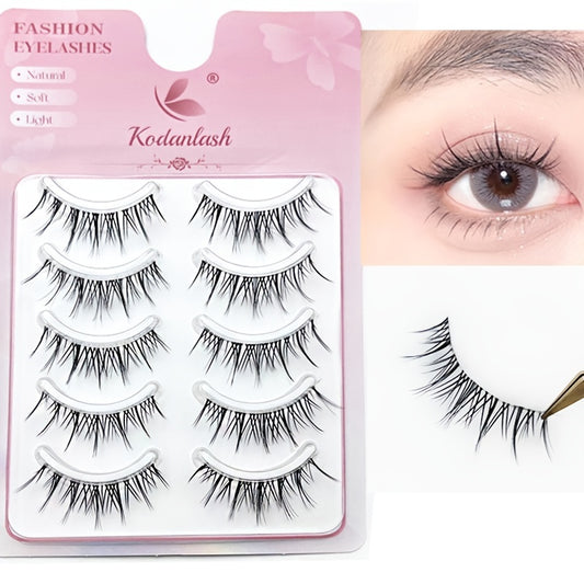 5 Pairs Manga Silk Eyelashes Cluster False Full Strip False Lashes