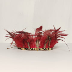 Adjustable Feather Headband with Leopard Print Belt Ethnic Style