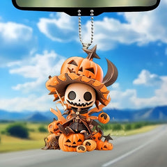 Festive Pumpkin Monster Keychain 3 1/4in