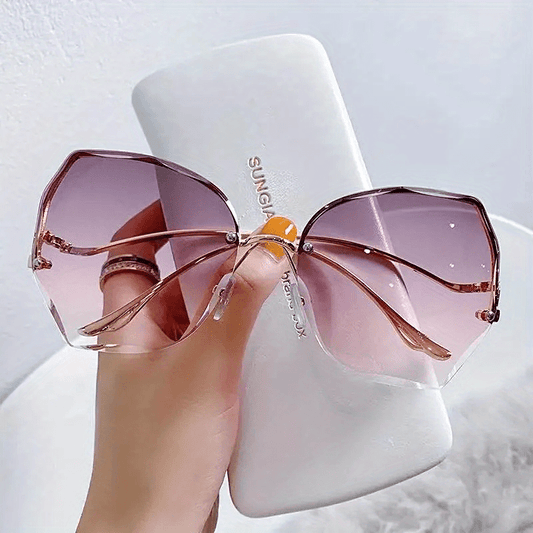 Rimless Butterfly Flower Sunglasses Gradient Cut Edge Sunshade Eyeglasses