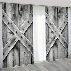 2pcs 3D Wooden Door Polyester Fabric for Home Decor