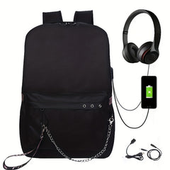 Large Capacity Canvas Laptop Daypack Chain Travel Backpack