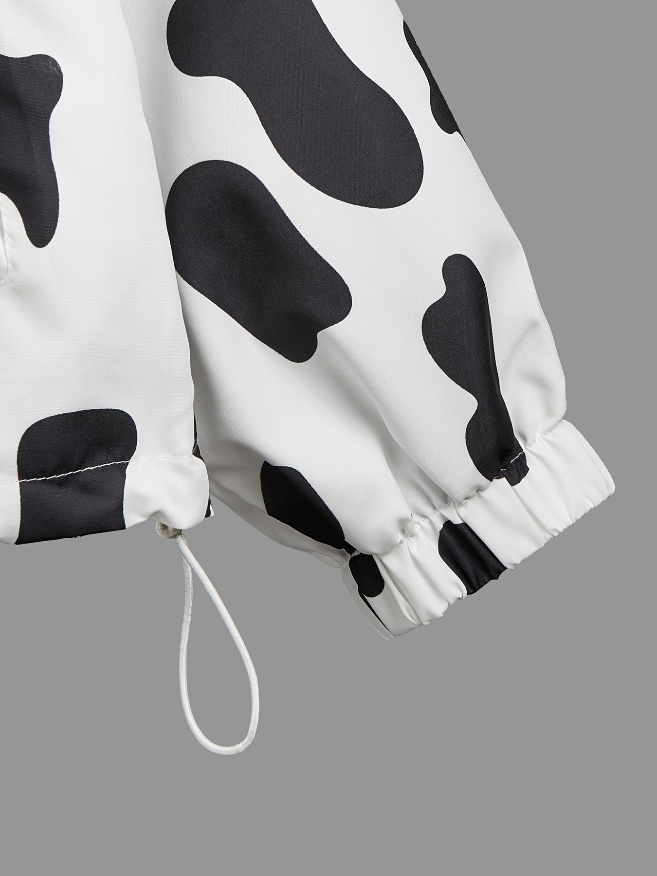 Cow Print Zip Up Hooded Jacket Y2K Coat