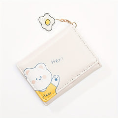 Cartoon Bear Wallet PU Leather Three Fold Coin Purse for Girls