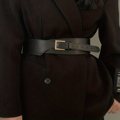 Vintage Wide Belt PU Leather Waistband Stylish Dress Coat Girdle