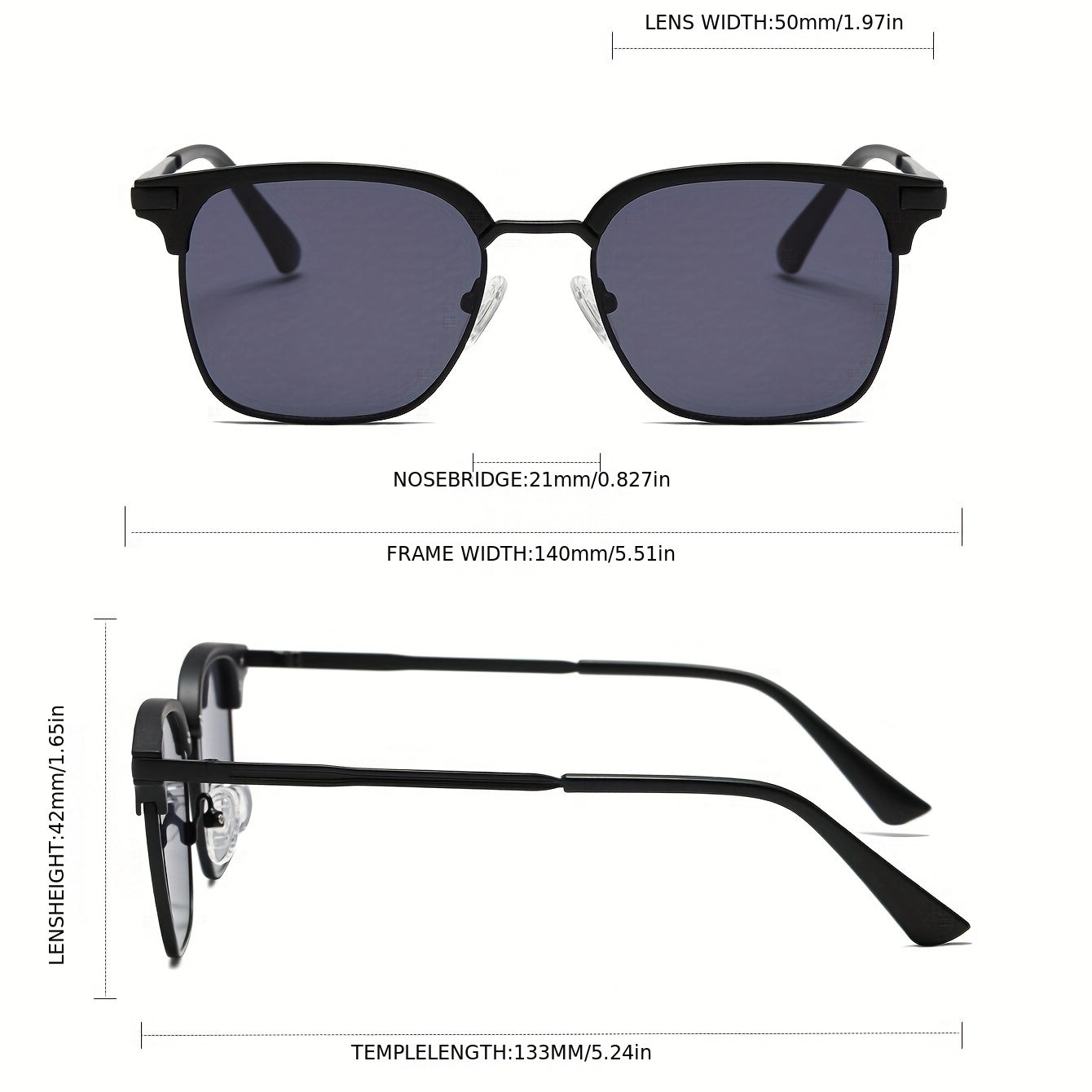 Square Metal Sunglasses Anti Glare UV400