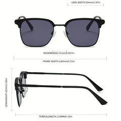 Square Metal Sunglasses Anti Glare UV400