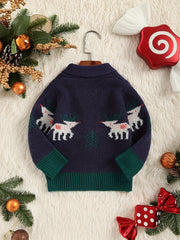 Christmas Jacquard Knit Cardigan Sweater for Kids