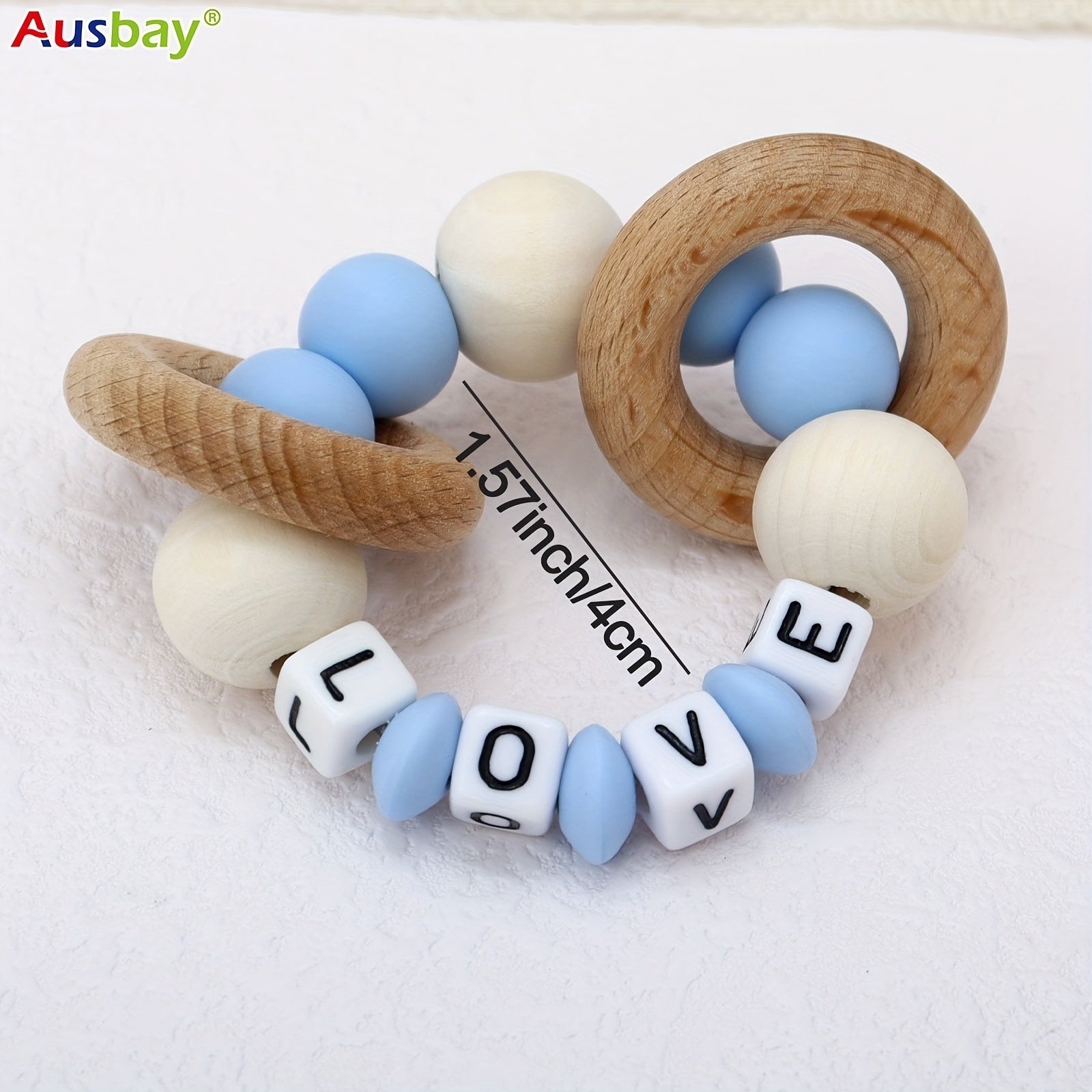 Customizable Wooden Teether Silicone Teething Toy