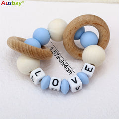 Customizable Wooden Teether Silicone Teething Toy