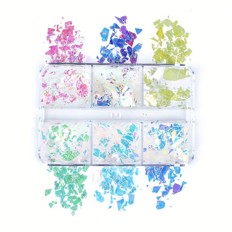 Mermaid Flake Nail Glitter Sequins Iridescent Ice Slag Nail Sticker