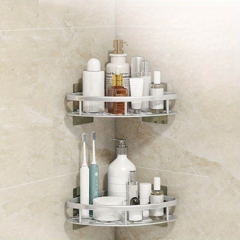 Bathroom Storage Rack No Drill Wall Mount Corner Shelf Holder