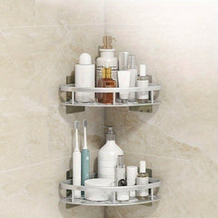 Bathroom Storage Rack No Drill Wall Mount Corner Shelf Holder