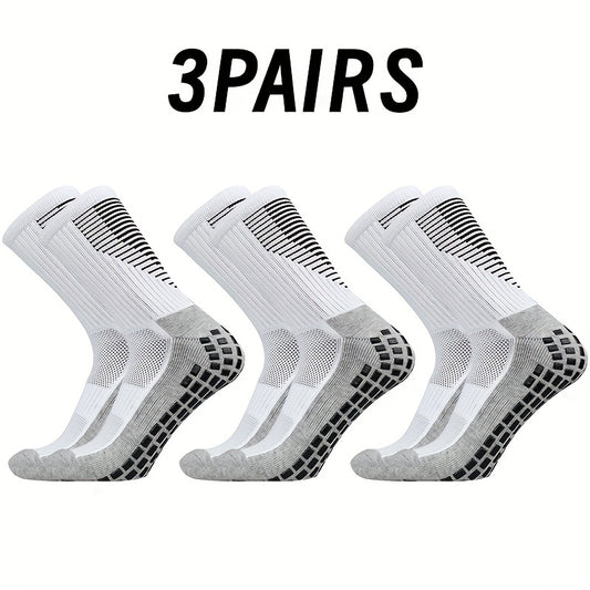 3 Pairs Non Slip Soccer Socks Breathable Outdoor Sports Crew Socks